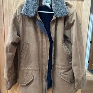 L.L. Bean Women’s Brown Field Jacket with Gray Sherpa Collar